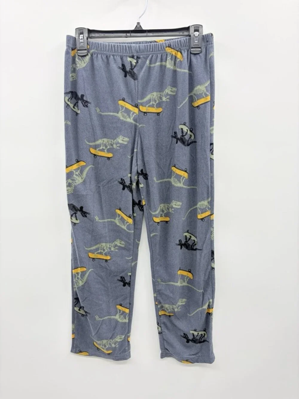 Wonder Nation Youth Boys Husky Large‎ 10/12 T-Rex Dino 2 Piece Fleece Pajama Set